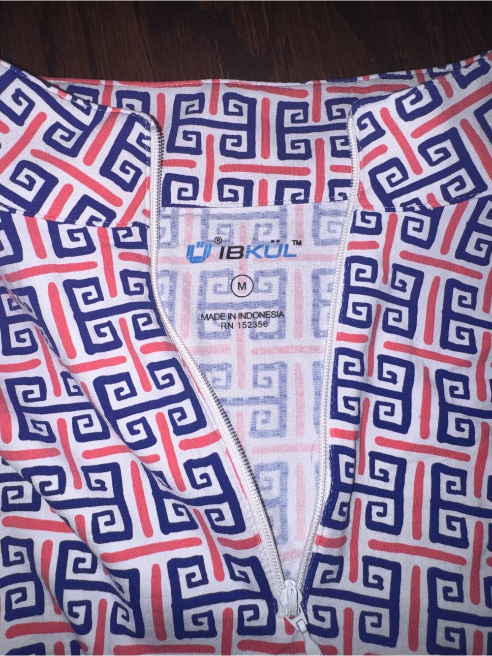 Ibkul Patterned Pink & Blue Quarter-Zip Pullover - Picture 3 of 5